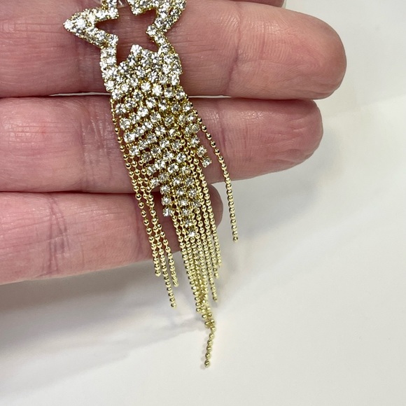 Rhinestone Star Tassel Earrings - Picture 7 of 10